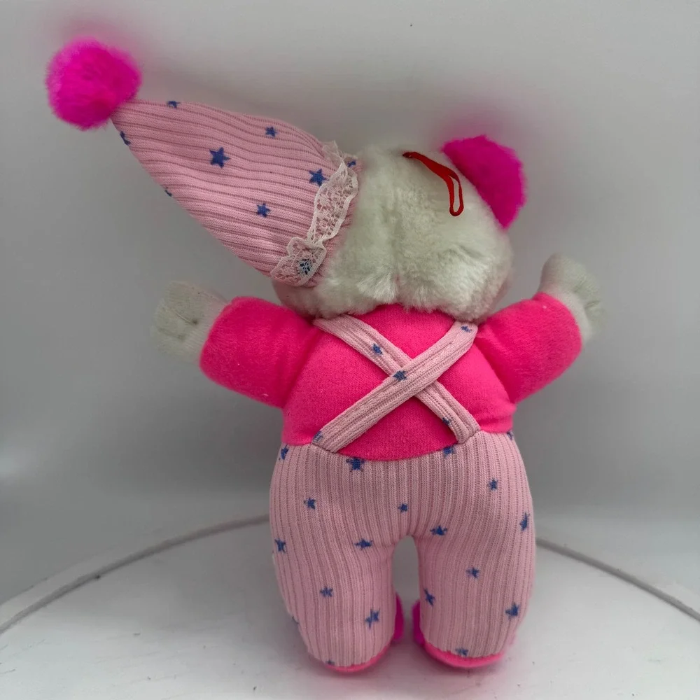 Cloud 9 Toys Pink Star Overalls Teddy Bear Plush Nightcap Vintage Stuffed Animal